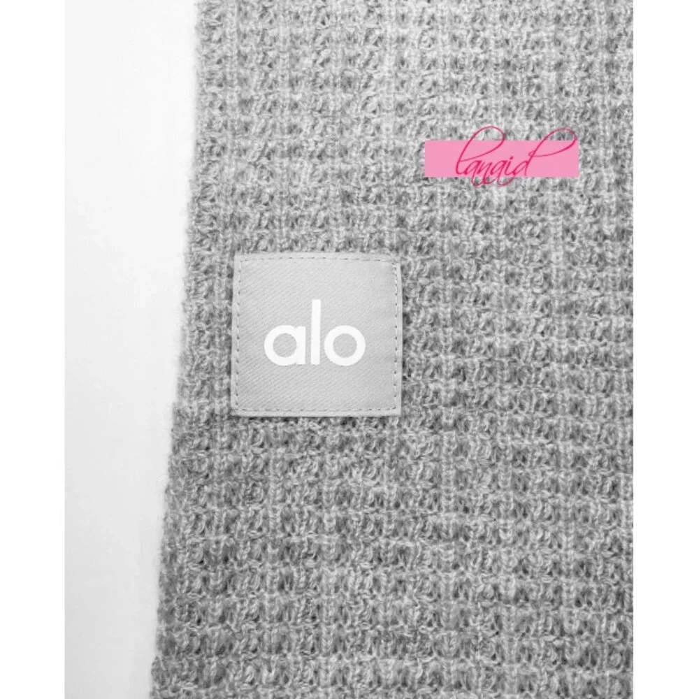 Alo Cashmere High-Waist Plush Waffle Pants Athletic Heather Grey Hi-Rise Sweater